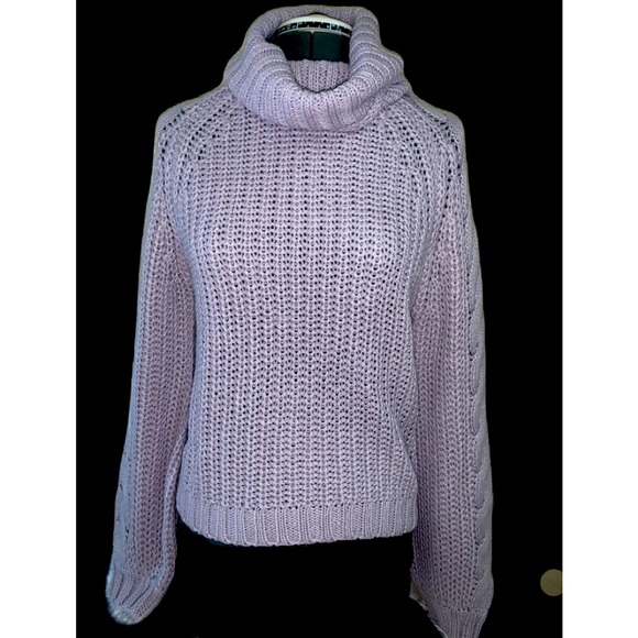 Derek Heart Lavender Cowl Neck Cable Knit Sweater Women’s Size M NWOT - Picture 2 of 14